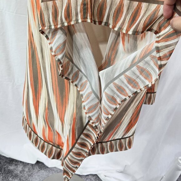 Chico's Orange Brown Fiery Earthy Lightweight Sheer Boho Poncho With Armholes - Picture 5 of 8